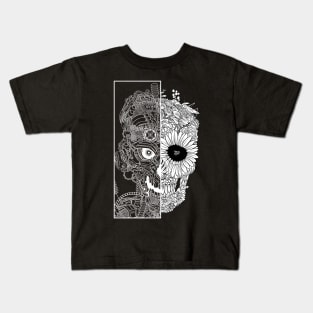 Mechanic floral skull Kids T-Shirt